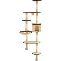 Syfax Wandkratzbaum mit Sisal-Kratzsäulen 194 cm Beige/Braun