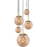 Steinhauer Pendelleuchte Bollique 5-flammig Bernstein 60x60cm