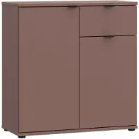 Forte GANYMEDE Kommode 80, minimalistische Kommode, 2-türig, 1 Schublade, Holzwerkstoff, Wohn-/Schlafzimmer, Terrakotta, 80,1 cm breit x 82,3 cm hoch x 34,1 cm tief