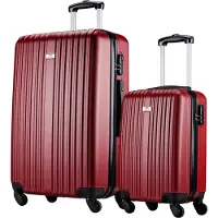 Slazenger - Kofferset 2 Stück - Handgepäcktrolley 26L und geräumiger Reisekoffer 71L - Burgunderrot
