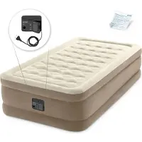 Intex Luftmatratze - Ultra Plush - 1 Person - 99x191x46 cm (BxLxH) - Beige - Mit eingebauter Motorpumpe
