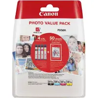 Canon Tinte CLI-581XL 2052C004 4er Multipack (BKMCY) bis zu 170 Seiten gemäß ISO/IEC 29102 + Fotopapier