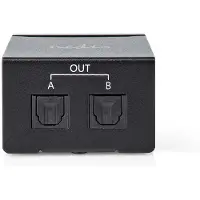 Nedis TosLink-Splitter - 2-Weg - Audio- / Video- / Dateneingänge: TosLink Female - Audio- / Video- / Datenausgänge: 2x TosLink - Druckknopf - Metall - Schwarz