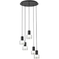 Eglo LED Hängelampe Molineros, Pendelleuchte Esstisch, Deckenlampe hängend, Stahl in schwarz, Glas, Kunststoff in klar, weiss GU10 Fassung