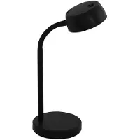 Eglo LED Tischlampe Cabales, 1 flammige Tischleuchte, Nachttischlampe aus Kunststoff, Wohnzimmerlampe in Schwarz, Lampe mit Wipp-Schalter, warmweiß