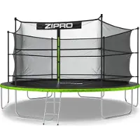 Zipro Trampolin Jump Pro IN | 14FT Ø 435 cm | Gartentrampolin Kindertrampolin Komplett-Set inkl. Innennetz, Leiter & Randabdeckung, Outdoor, Grün