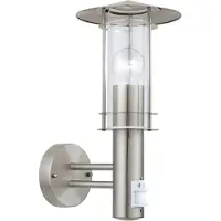 Eglo Außenwandlampe Lisio, edelstahlfarben, Höhe 36 cm, Sensor Lisio, alu / grau / zink, Edelstahl, Wandleuchte außen
