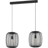 Eglo Hängelampe Rinroe, 2-flammige Pendelleuchte über Esstisch, Esszimmerlampe aus Metall in Schwarz, Hängeleuchte mit E27 Fassung, 90 cm