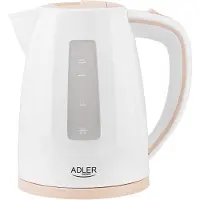 Adler AD 1264, 1,7 l, 2200 W, Haselnuss, Weiß, Kunststoff, Wasserstandsanzeige