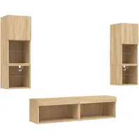 vidaXL 6-tlg. Wohnwand mit LED-Beleuchtung Sonoma-Eiche Holzwerkstoff