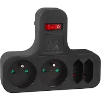 Macleans Splitter 4 Steckdosen Typ E Trennschalter Steckdose vierfach mit Ein/Aus-Schalter Standfuß 2x2,5A 2x16A