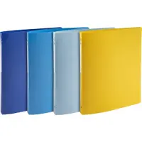 Exacompta 51110E 20x Ringbuch A4 mit 4 Ringen 15mm, Recycling-PP, BeeBlue - Farben sortiert