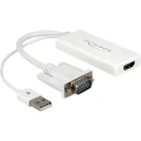 DeLOCK 62460, 0,25 m, HDMI Typ A (Standard), VGA (D-Sub) + USB, Männlich, Weiblich, 1920 x 1080 Pixel