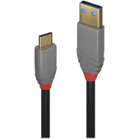 Lindy 36910, 0,5 m, USB C, USB A, 10 Gbit/s, Schwarz, Grau