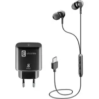 Cellularline CHARGE & MUSIC KIT, Kabelgebunden, Anrufe/Musik, 127 g, Kopfhörer, Schwarz