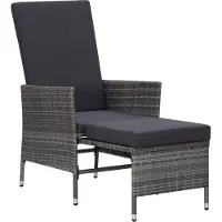 vidaXL Garten-Liegestuhl mit Auflagen Poly Rattan Grau