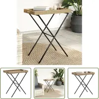 The Living Store Tabletttisch Klappbar Beige 65x40x75 cm Poly Rattan