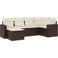 vidaXL 6-tlg. Garten-Sofagarnitur mit Kissen Braun Poly Rattan