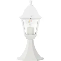 Brilliant weiße Außensockelleuchte Nissie | Landhausstil | mit geeignetem Leuchtmittel dimmbar | Höhe 36,5 cm | 1x E27 Fassung max. 60 Watt | IP44 | Metall/Glas