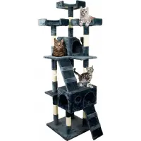 Mobiclinic , Schaber, Modell Tom, Verschiedene Höhen, Zum Klettern, Gemütliche Rastplätze, 2 Rückzugshöhlen, Kratzbaum, Bis 10 kg, 50x50x170, Grau
