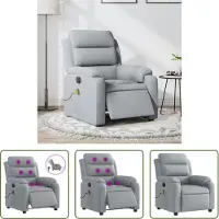 The Living Store Massagesessel Elektrisch Hellgrau Stoff