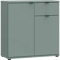 Forte GANYMEDE Kommode 80, minimalistische Kommode, 2-türig, 1 Schublade, Holzwerkstoff, Wohn-/Schlafzimmer, Salbei, 80,1 cm breit x 82,3 cm hoch x 34,1 cm tief