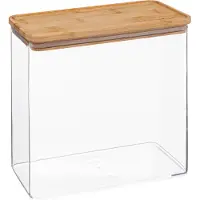 5 Five Luftdichter Vorratskanister 3,0 Liter Bambusdeckel Five - Transparent & Holz - Stapelbar | Luftdicht | BPA-frei