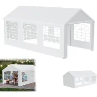 UISEBRT 3x6m Premium Partyzelt Pavillon mit Seitenteilen, Wasserdicht & Winterfest, Gartenzelt mit Fenster in Seitenwänden, Großzelt für Hochzeit und Gartenfeiern, PE-Dach, Weiß