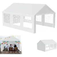 XMTECH Partyzelt Pavillon 4x6 m wasserdicht UV-Schutz 50+ mit herausnehmbaren Seitenteilen, Gartenpavillon Hochzeitszelt 24m² mit PE-Plane, stabil & wetterfest – Weiß
