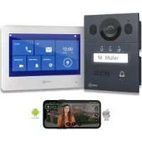 Goliath Basic Line Anthrazit/Weiß Full HD Video Türsprechanlage Set für 1 Familienhaus 1x 7 Monitor Aufputz