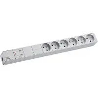 Bachmann 19"-Steckdosenleiste 1HE 6xUTE 1xGVS, 2 m