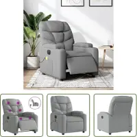 The Living Store Massagesessel Elektrisch Hellgrau Stoff