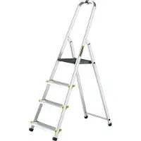 Drabest | Leiter - Aluminium Mehrzweckleiter PRO - 4 Stufen - Trittleiter - Stabil, Sicher, Leicht, Praktisch - mit Haken - Tragkraft 150 kg