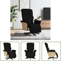 The Living Store Massagesessel mit Fußteil Schwarz Stoff