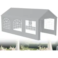 LZQ Partyzelt 3x6 m wasserdicht & UV-beständig, Gartenpavillon mit PE-Plane und Seitenteilen, stabil & wetterfest – Grau – 18 m²