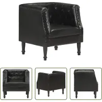 The Living Store Sessel Schwarz Echtleder