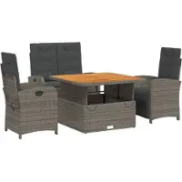 vidaXL 4-tlg. Garten-Essgruppe mit Kissen Grau Poly Rattan