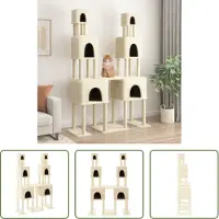 The Living Store Kratzbaum mit Sisal-Kratzsäulen Creme 199 cm