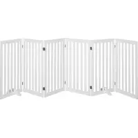 Costway Absperrgitter Hunde 89cm Hoch, 4 Paneelen Schutzgitter Holz klappbar, Treppengitter Hundeabsperrgitter flexibel Türschutzgitter (Weiß)