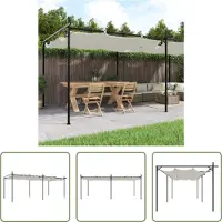 The Living Store Pergola mit Schiebedach Creme 589x292x230 cm