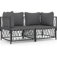 vidaXL 2-tlg. Garten-Lounge-Set mit Kissen Anthrazit Stahl