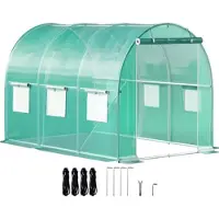 Sans marque Deluxe-begehbares Tunnelgewächshaus – Tunnelgewächshaus / Gewächshaus – 3x2,1x2,1m – Wasserfest – Gegalvanisiertes Stahlrahmen – Für Gemüse und Blumen