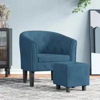 Prolenta Maison Exclusive - Clubsessel mit Fußhocker Dunkelblau Samt
