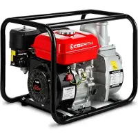 Eberth 6,5PS Wasserpumpe mit 60.000l/h und 30m Förderhöhe, 3 Zoll Anschluss, Gartenpumpe Schmutzwasserpumpe mit 4-Takt-Motor und 7m Ansaughöhe