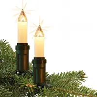 Hellum Weihnachtsbaum Lichterkette Außen, 15 Kerzen, 14m beleuchtet, mit teilbarem Stecker und Clip, wetterfest