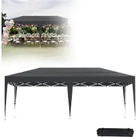 LZQ POP UP Faltpavillon 3x6m Pavilion, Faltbares Partyzelt mit UV-Schutz, Wasserdicht, Höhenverstellbar, Gartenzelt mit Tasche, Anthrazit