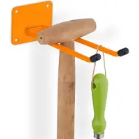 Relaxdays Wandhaken, Aufbewahrung von Gartengeräten & Werkzeug, belastbar, Länge: 24 cm, Gerätehalter, Stahl, orange
