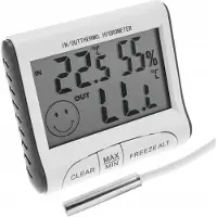 Rosfix Wetterstation – Hygrometer mit Außensensor | Temperatur- und Feuchtigkeitsanzeige Innen/Außen | Magnetisch, LCD, Batteriebetrieben