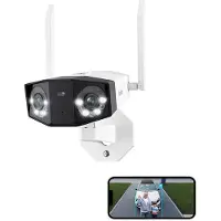 Reolink 4K 8MP WiFi 6 Plug-in Überwachungskamera, 180°-Panorama, Dual-Objektiv, 2,4/5 GHz Wi-Fi, Spotlight-Nachtsicht, Personen/Fahrzeug/Tiererkennung