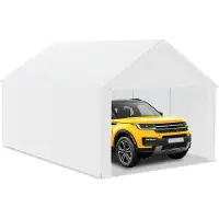 UISEBRT 4x6m Große Zeltgarage Garagenüberdachung - UV-beständiger Unterstand Carport Garagenzelt & Lagerzelt mit PE-Dach für Auto, SUV, LKW, Boot - Weiß